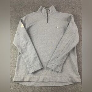 Victorinox Mens Cotton Blend 1/4 Zip Long Sleeve Pullover Sweatshirt Size L Gray